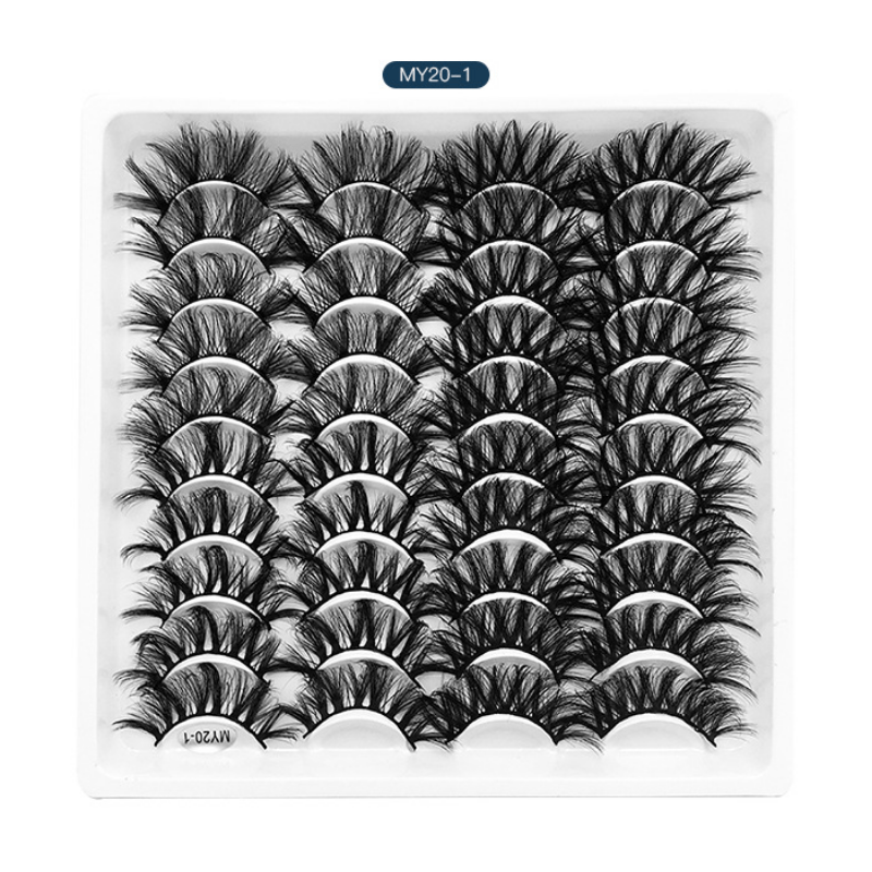 20 Pairs Fluffy Mink Lashes Natural Volume Curly False Eyelash Extension