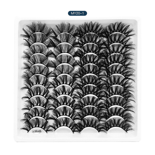 20 Pairs Fluffy Mink Lashes Natural Volume Curly False Eyelash Extension