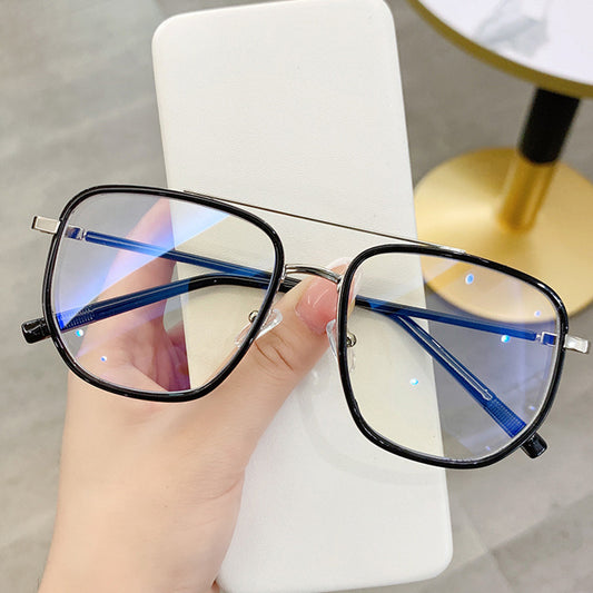 Light Blocking Glasses Double Bridge Square Clear Lens Computer Glasses