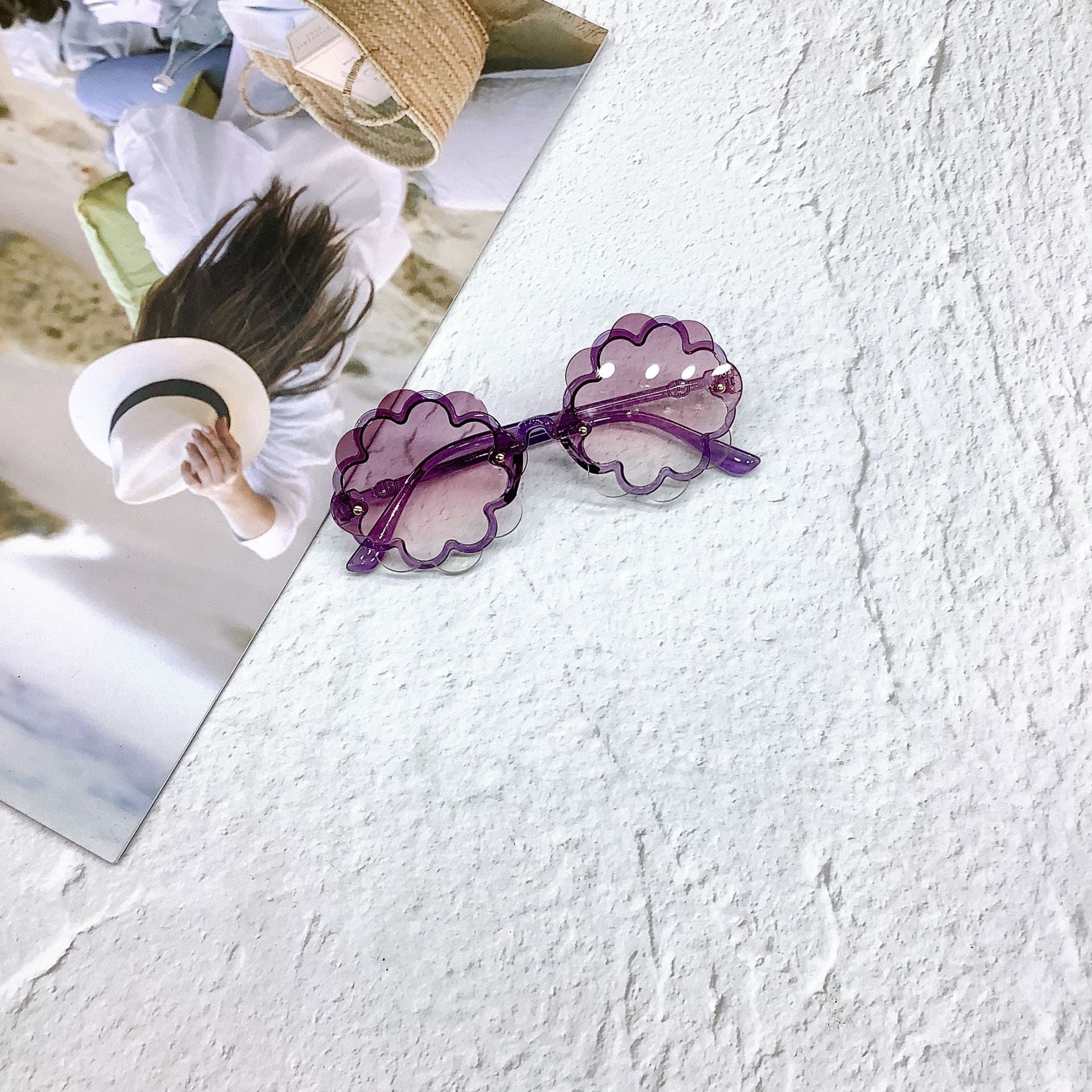 Flower Rimless Sunglasses for Kids UV400 Sun Shades