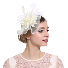 Feather Fascinator Flower Headband Wedding Tea Party Accessory