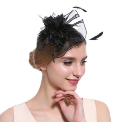 Feather Fascinator Flower Headband Wedding Tea Party Accessory