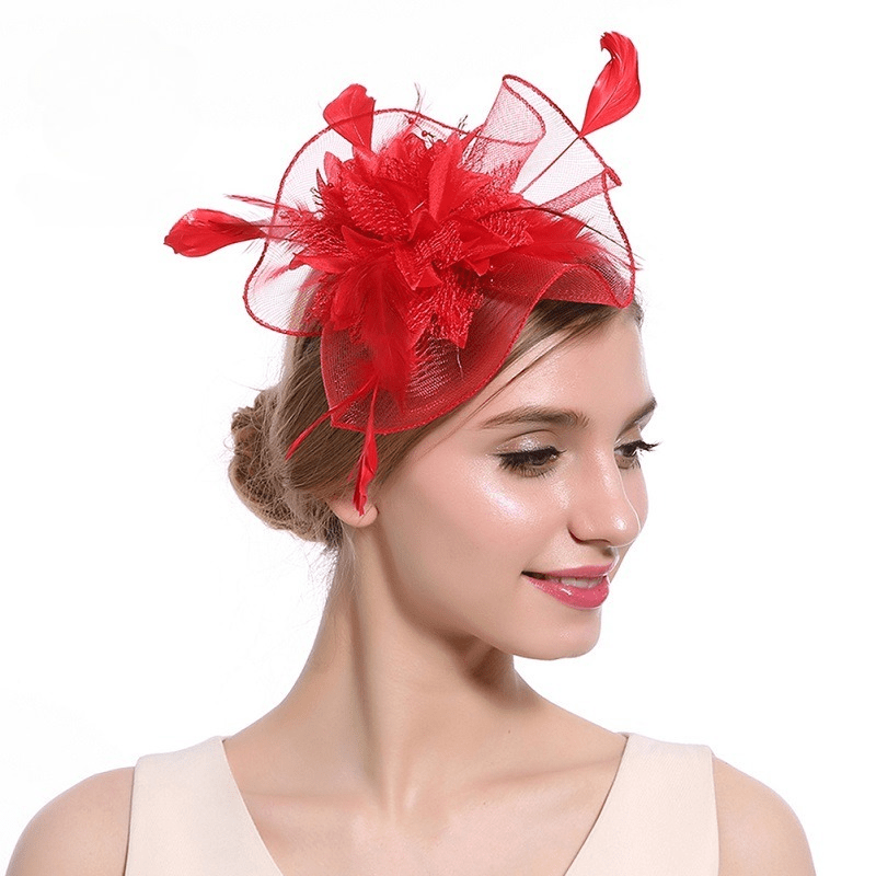 Feather Fascinator Flower Headband Wedding Tea Party Accessory