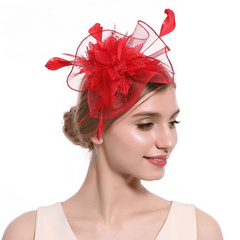 Feather Fascinator Flower Headband Wedding Tea Party Accessory