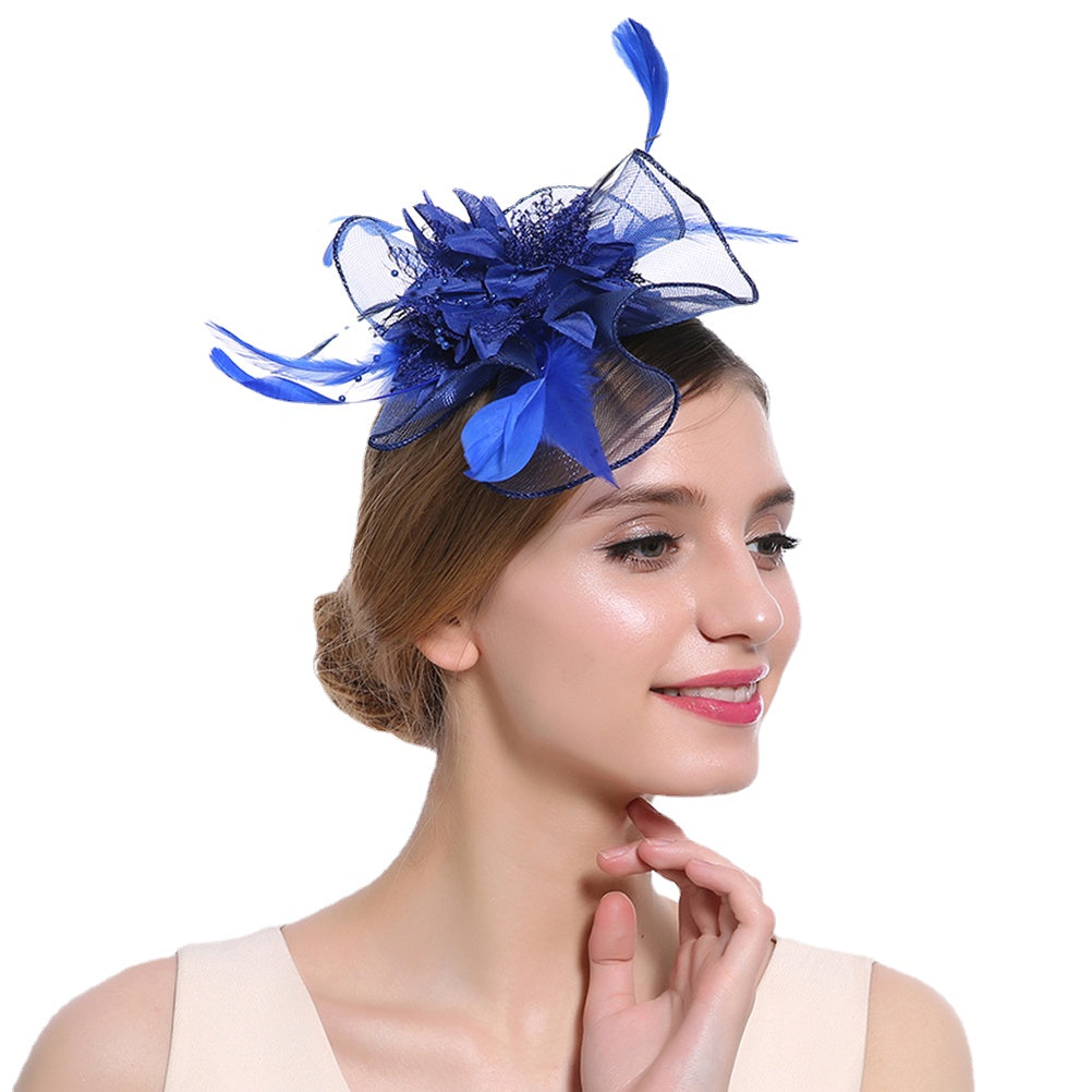 Feather Fascinator Flower Headband Wedding Tea Party Accessory