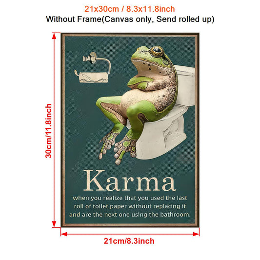 1pc Vintage Funny Frog Painting Artwork for Home Wall Decor