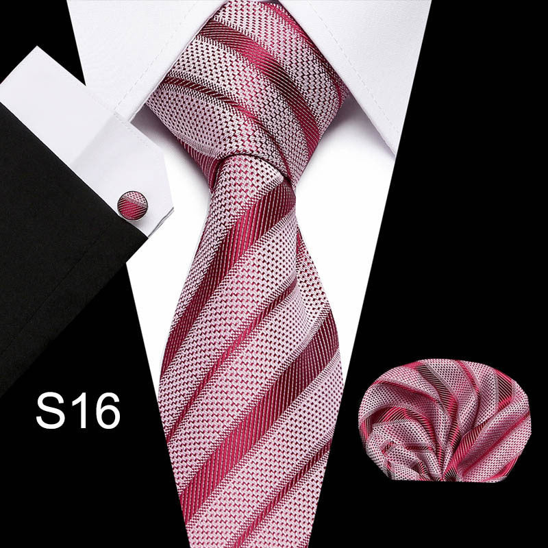 Business Necktie Men's Tie Set with Cufflinks and Scarf