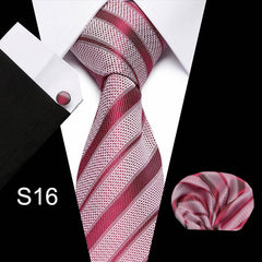 Business Necktie Men's Tie Set with Cufflinks and Scarf