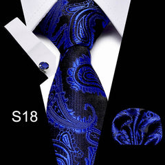 Business Necktie Men's Tie Set with Cufflinks and Scarf