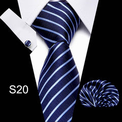 Business Necktie Men's Tie Set with Cufflinks and Scarf