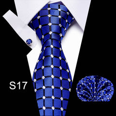 Business Necktie Men's Tie Set with Cufflinks and Scarf