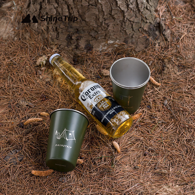 4pcs Stainless Steel Water Cups w/ Storage Bag for Outdoor Camping