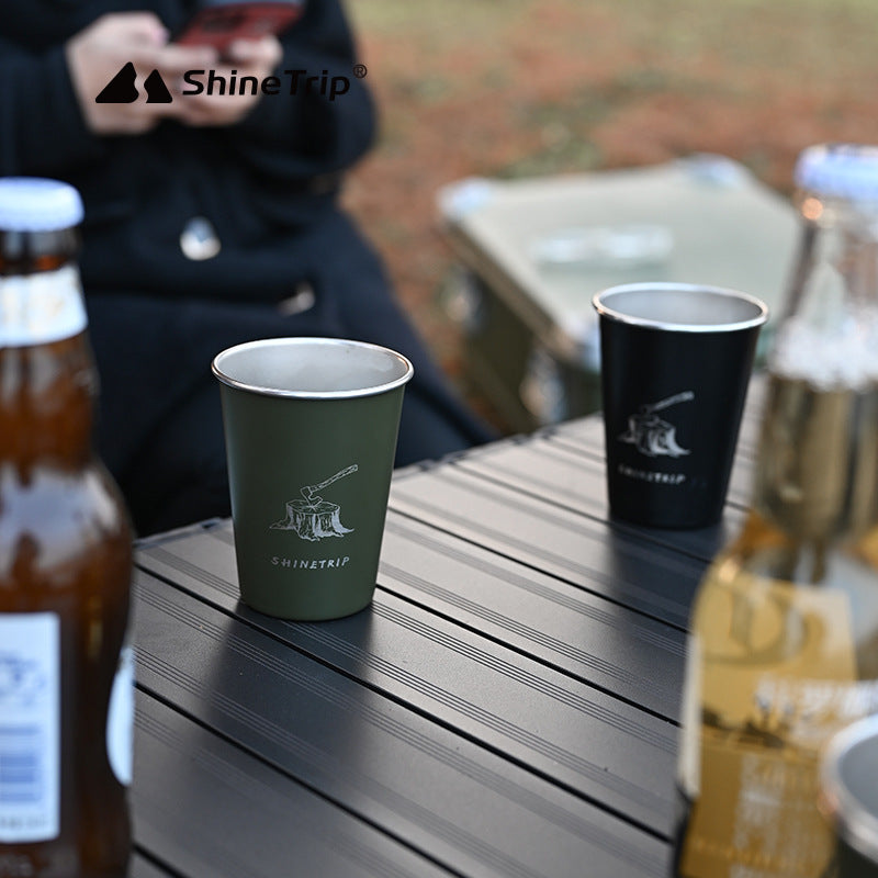 4pcs Stainless Steel Water Cups w/ Storage Bag for Outdoor Camping