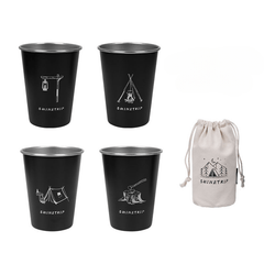 4pcs Stainless Steel Water Cups w/ Storage Bag for Outdoor Camping