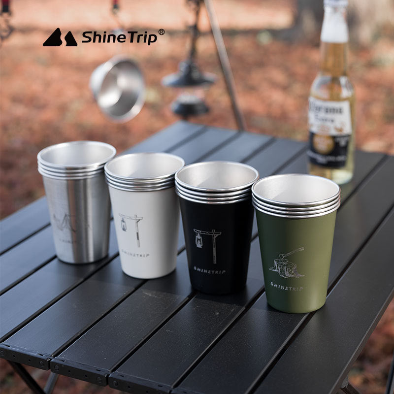 4pcs Stainless Steel Water Cups w/ Storage Bag for Outdoor Camping