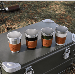 4pcs Stainless Steel Water Cups w/ Storage Bag for Outdoor Camping