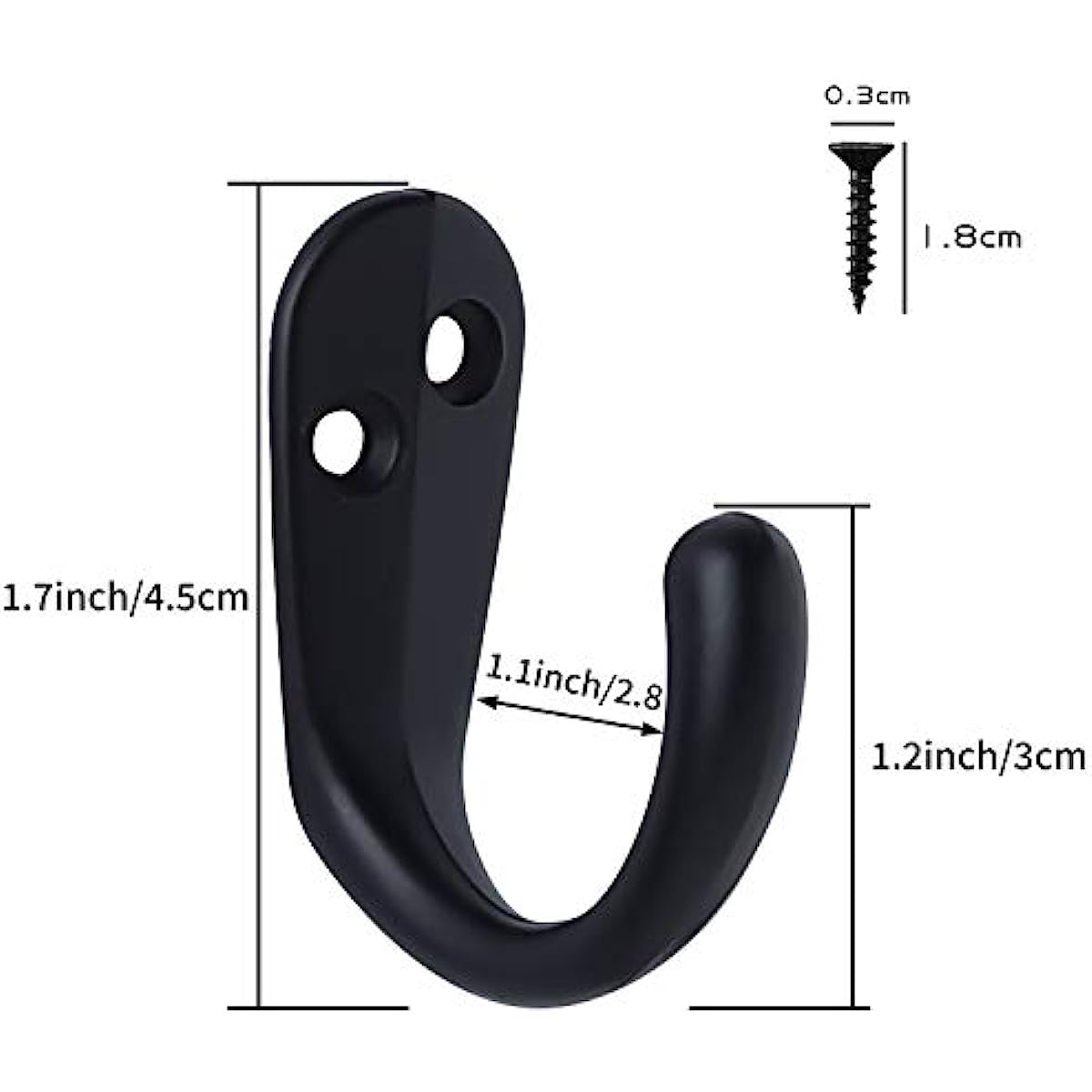 8pcs Wall-mounted Coat Hooks Single Hook with Screws for Bags Hats Scarves Cups