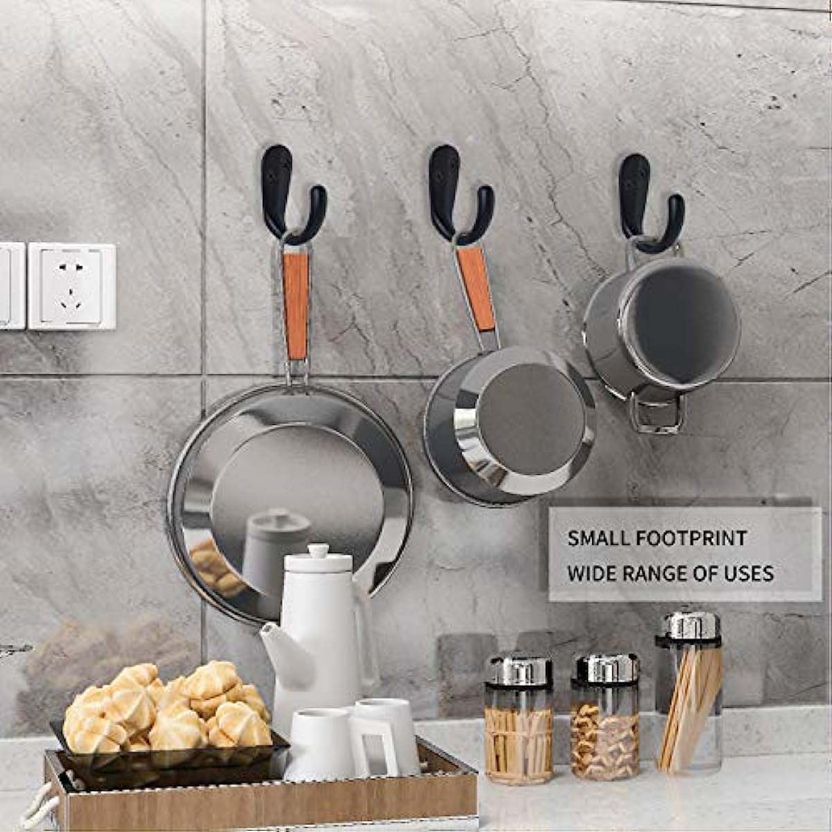 8pcs Wall-mounted Coat Hooks Single Hook with Screws for Bags Hats Scarves Cups