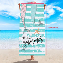 Microfiber Towel for Swimming and Bathing, Dual Use, Double Sided Print