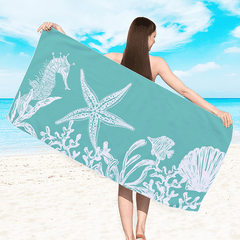 Microfiber Towel for Swimming and Bathing, Dual Use, Double Sided Print