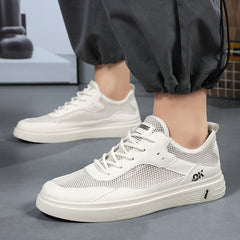 Men's Breathable Mesh Sneakers Lace Up Casual Walking Shoes