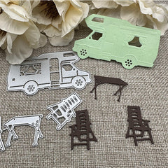 1pc Camping Car Tables Metal Cutting Dies for DIY Scrapbooking