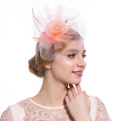 Feather Fascinator Mesh Flower Head Piece Clip Wedding Tea Party