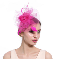 Feather Fascinator Mesh Flower Head Piece Clip Wedding Tea Party
