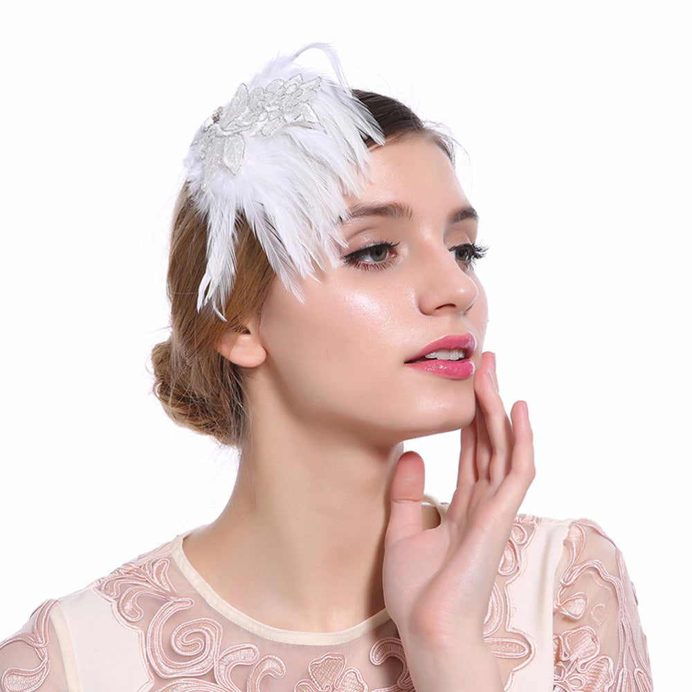 Fascinator Faux Feather Head Piece Bride Wedding Hair Accessories