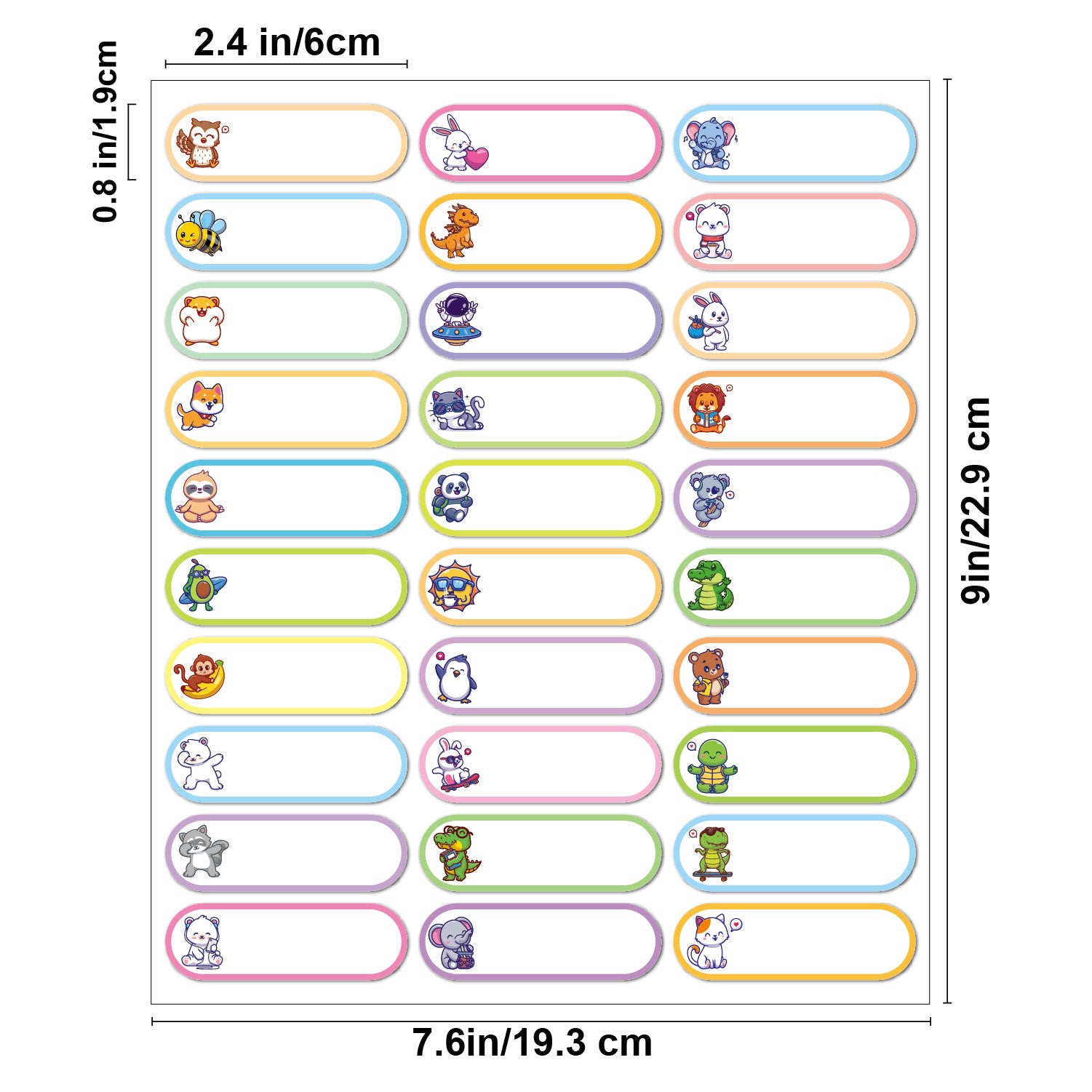 30pcs Name Tags Index Labels Handwritten Cartoon Stickers
