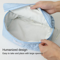 Quilted Cosmetic Bag with Floral Print - Travel Makeup Organizer