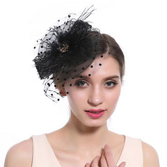 Feather Fascinator Mesh Flower Head Piece Clip Wedding Tea Party