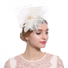 Feather Fascinator Mesh Flower Head Piece Clip Wedding Tea Party