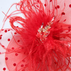 Feather Fascinator Mesh Flower Head Piece Clip Wedding Tea Party