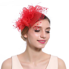 Feather Fascinator Mesh Flower Head Piece Clip Wedding Tea Party