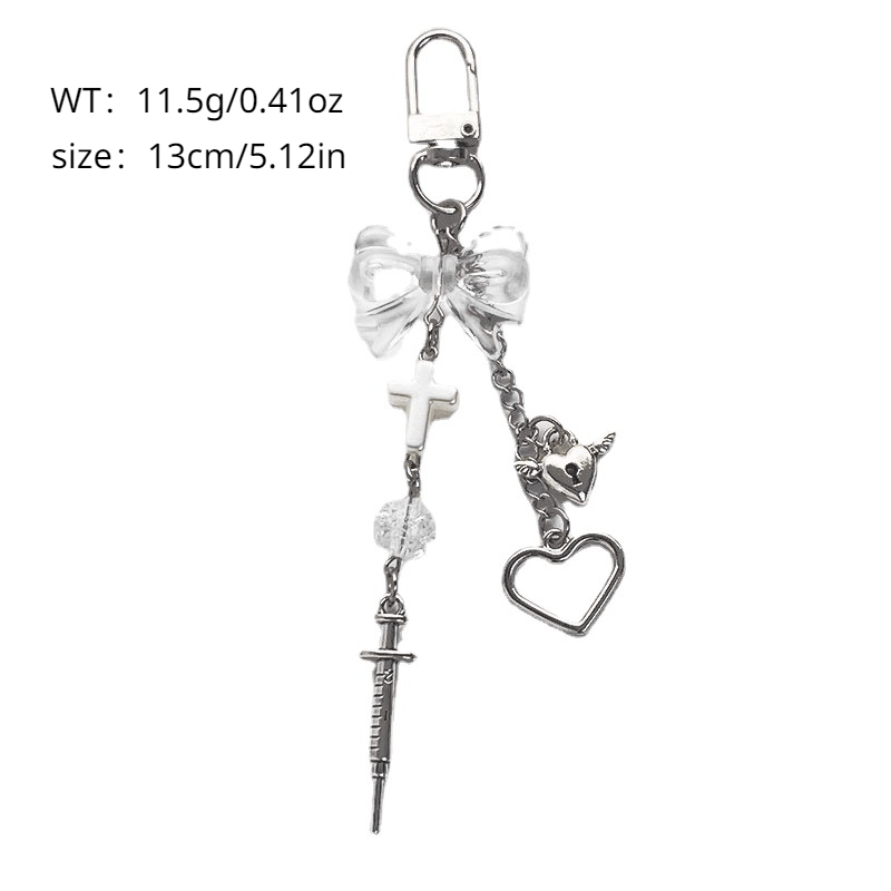 Beaded Cross Bow Keychain for Backpacks - Fashionable Accessory