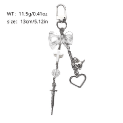 Beaded Cross Bow Keychain for Backpacks - Fashionable Accessory