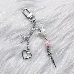 Beaded Cross Bow Keychain for Backpacks - Fashionable Accessory