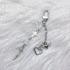 Beaded Cross Bow Keychain for Backpacks - Fashionable Accessory