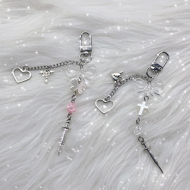Beaded Cross Bow Keychain for Backpacks - Fashionable Accessory