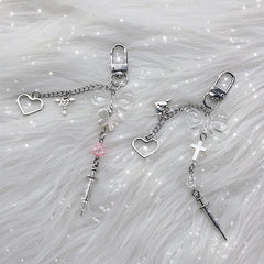 Beaded Cross Bow Keychain for Backpacks - Fashionable Accessory