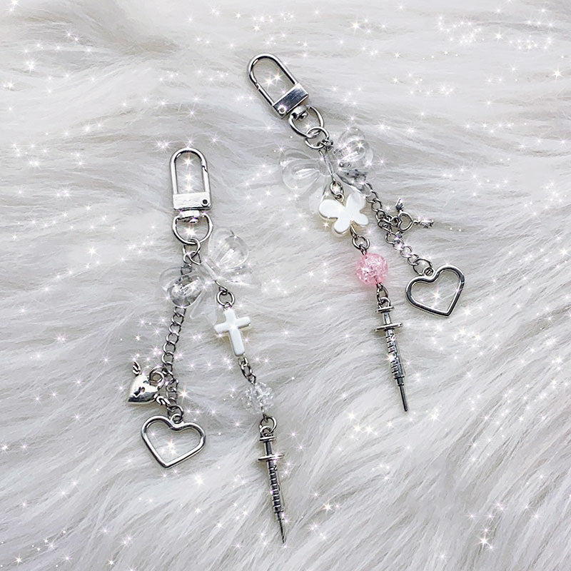 Beaded Cross Bow Keychain for Backpacks - Fashionable Accessory