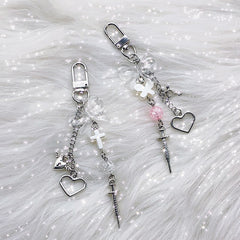Beaded Cross Bow Keychain for Backpacks - Fashionable Accessory