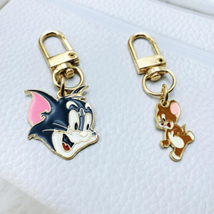Cat Mouse Keychain Friendship Animal Key Ring Purse Bag Backpack Car Key Charm