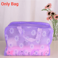 Flower Print Travel Toiletry Bag with Zipper and Handle