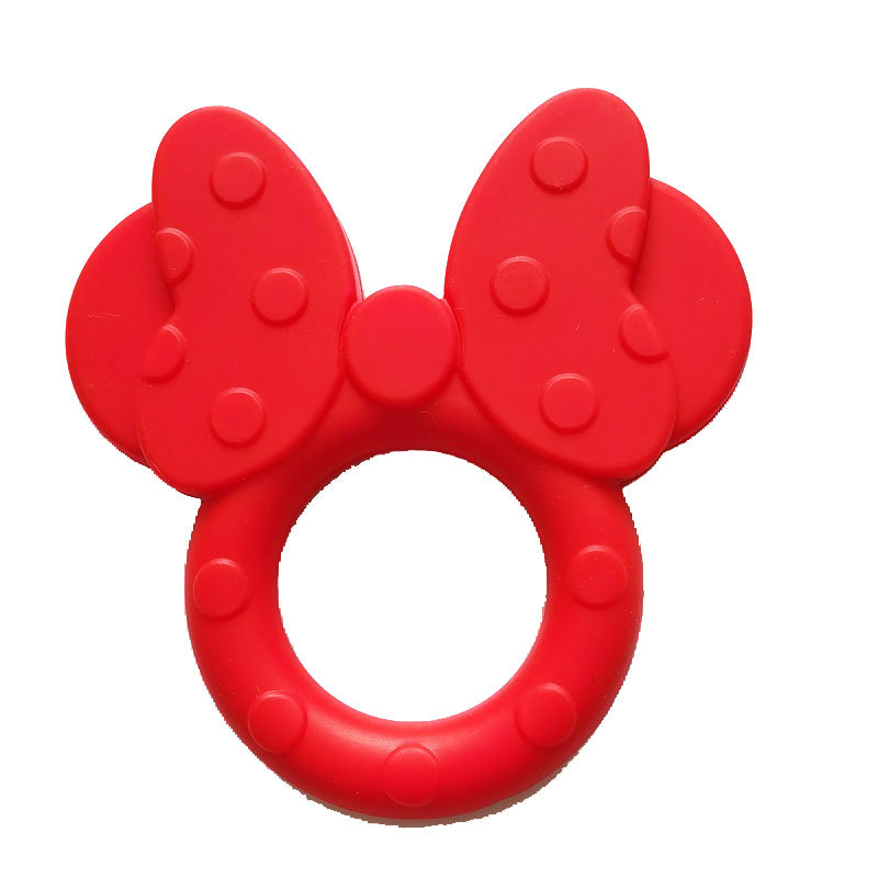 Baby Silicone Soothing Ring Teether Bowknot Teether Baby Soft Teething Toy