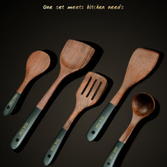 5pcs Non Stick Wooden Kitchen Utensil Set Safe and Durable Kitchen Tools
