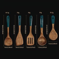 5pcs Non Stick Wooden Kitchen Utensil Set Safe and Durable Kitchen Tools