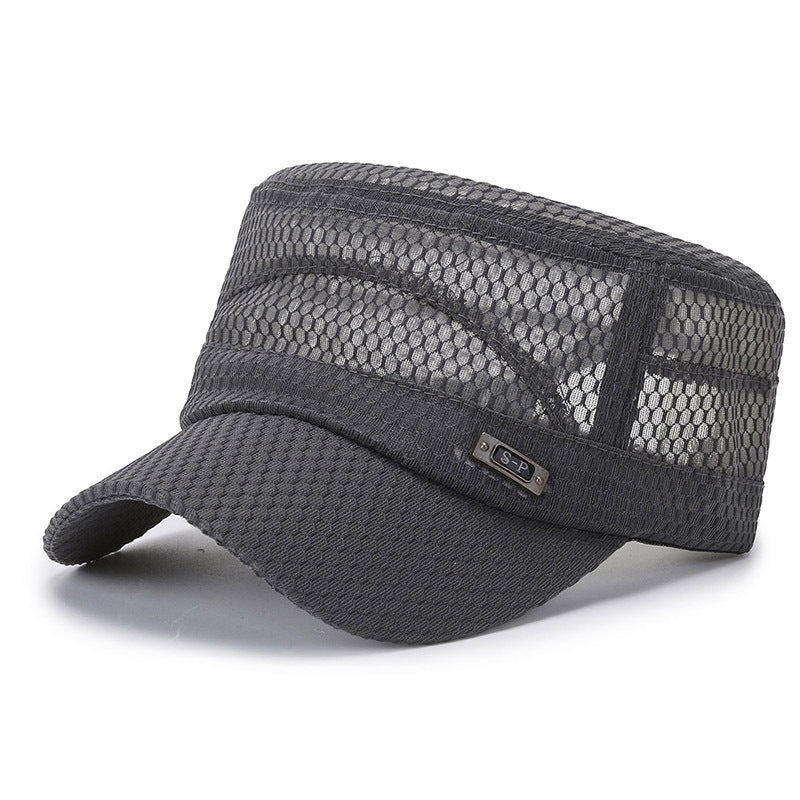 Unisex Mesh Flat Top Hat Lightweight Baseball Cap Sun Visor