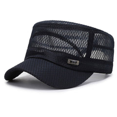 Unisex Mesh Flat Top Hat Lightweight Baseball Cap Sun Visor
